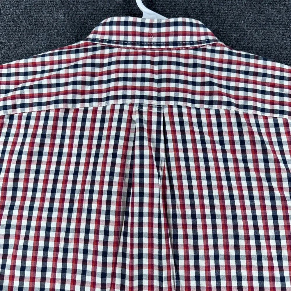 Banana Republic Button Down Mens M Medium Red Gingham Grant Fit Stretch Oxford